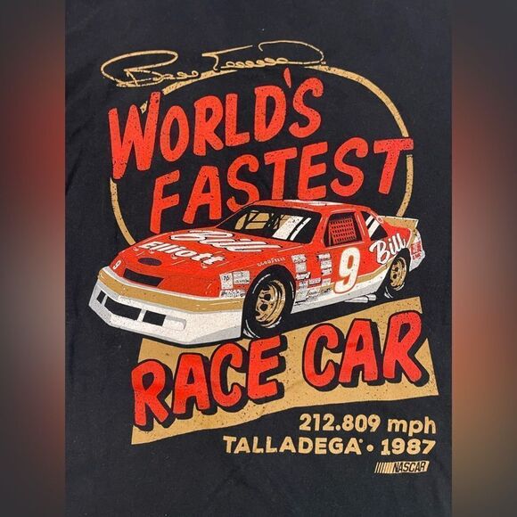 Nascar World's Fatest Race Car Talladega 1987 Graphic T-shirt Men Medium Black - Picture 2 of 6